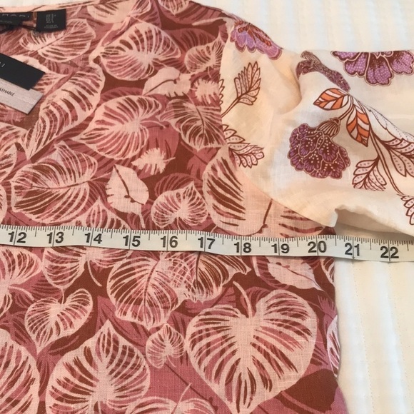 NEW Tahari 100% Linen Pink Floral Button Down Top Size Small - Picture 13 of 15